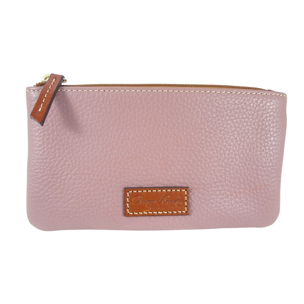 Dooney & Bourke Coin Pouch Mauve Pink Exc Pebbled Leather ID Slot
